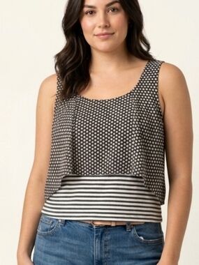 Meadow Rue (Anthropology) floral layered top with green zipper - Size L